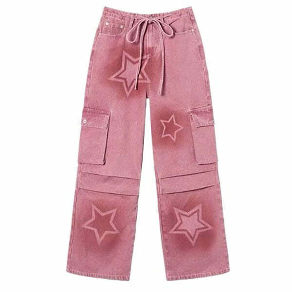 Y2K Graffiti Star Baggy Jeans for Trendy Summer Outfits