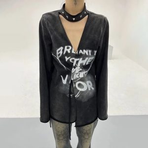 Y2K Graffiti Top: Trendy Grunge Aesthetic for Summer Outfits