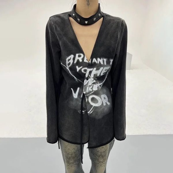 Y2K Graffiti Top: Trendy Grunge Aesthetic for Summer Outfits