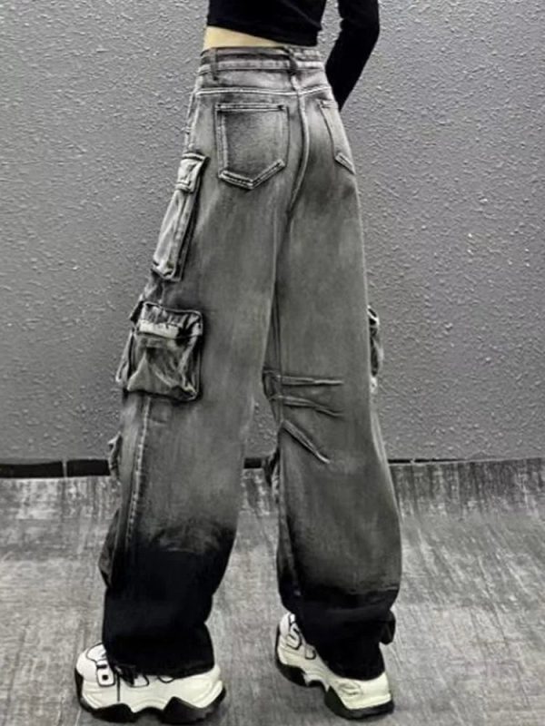 Y2K Grunge Aesthetic Ash Storm Cargo Jeans for Trendy Summer Outfits