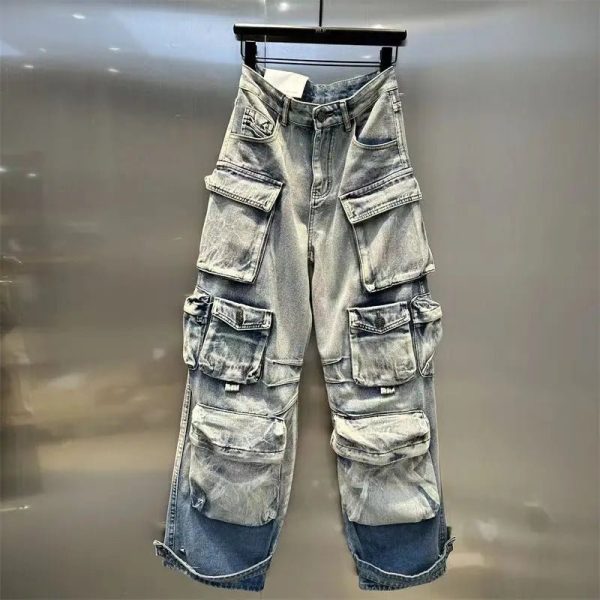 Y2K Grunge Aesthetic Ash Storm Cargo Jeans for Trendy Summer Outfits