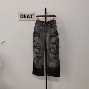 Y2K Grunge Aesthetic Ash Storm Cargo Jeans for Trendy Summer Outfits