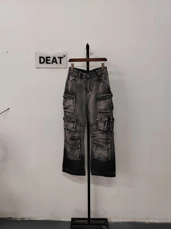 Y2K Grunge Aesthetic Ash Storm Cargo Jeans for Trendy Summer Outfits