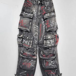 Y2K Grunge Aesthetic Cargo Jeans for Trendy Summer Outfits