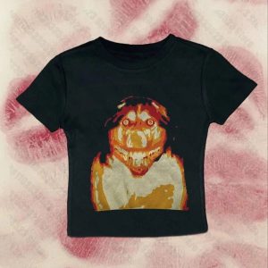 Y2K Grunge Aesthetic Retro Horror Graphic Baby Tee for Trendy Outfits