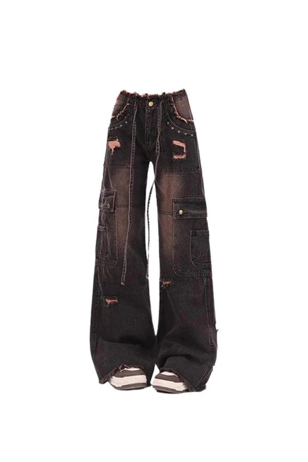 Y2K Grunge Distressed Cargo Jeans for Effortless Summer Style