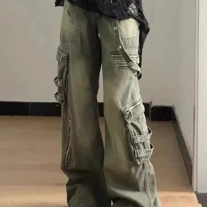 Y2K Grunge Strapped Cargo Pants for Trendy Summer Outfits