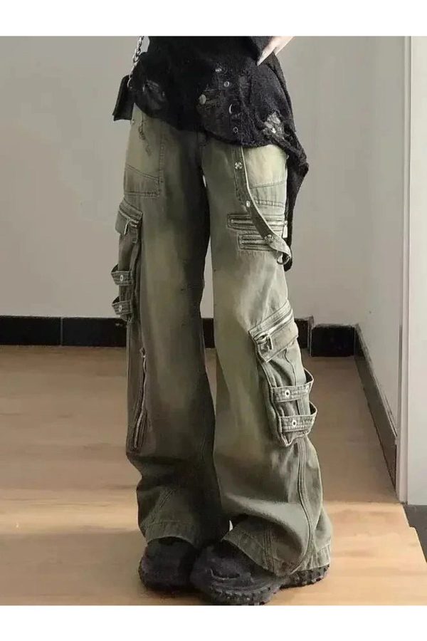 Y2K Grunge Strapped Cargo Pants for Trendy Summer Outfits