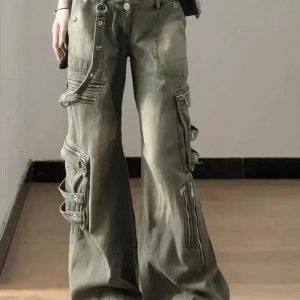 Y2K Grunge Strapped Cargo Pants for Trendy Summer Outfits