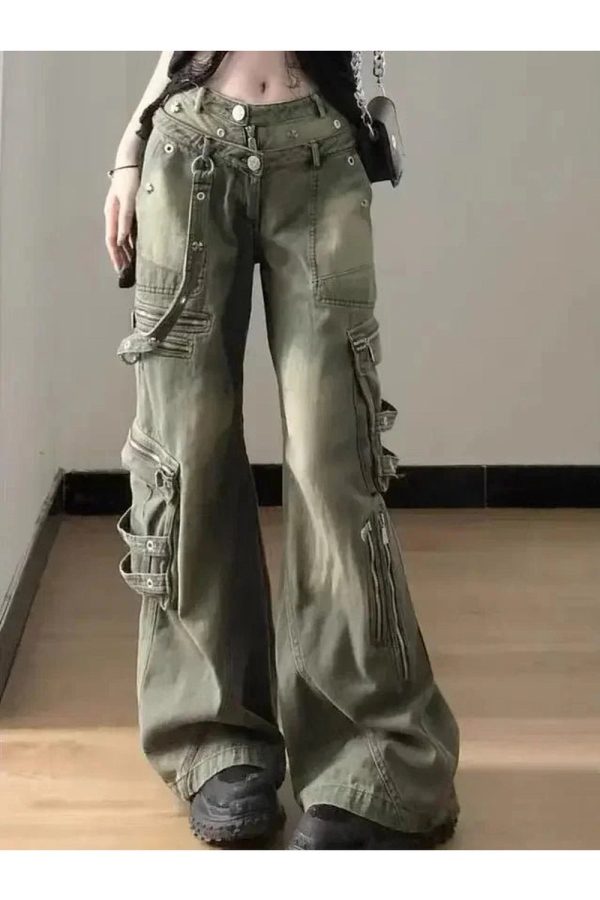 Y2K Grunge Strapped Cargo Pants for Trendy Summer Outfits