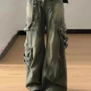 Y2K Grunge Strapped Cargo Pants for Trendy Summer Outfits