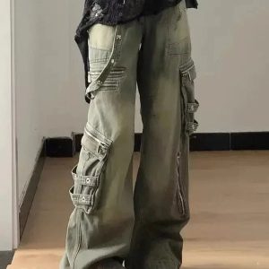 Y2K Grunge Strapped Cargo Pants for Trendy Summer Outfits