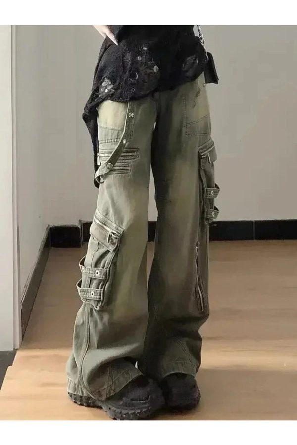 Y2K Grunge Strapped Cargo Pants for Trendy Summer Outfits