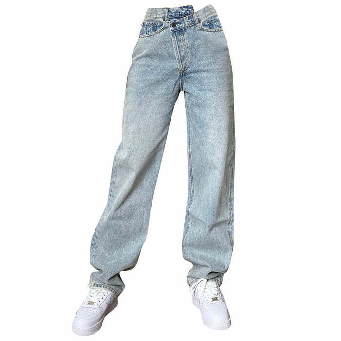 Y2K High Rise Straight Leg Jeans for Effortless 90s Fashion Vibes