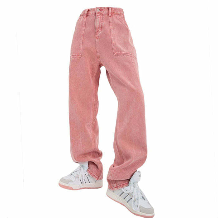 Y2K-Inspired Pink Baggy Jeans for a Retro 90s Fashion Look