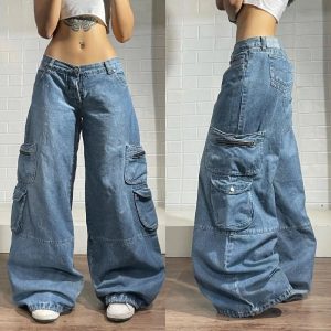 Y2K Oversized Cargo Jeans: Trendy Grunge Style for Effortless Outfits