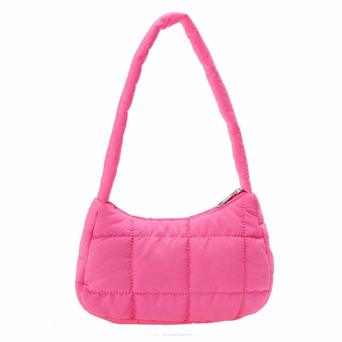 Y2K Puffer Baguette Bag: Trendy 2000s Fashion Must-Have Accessory