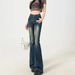 Y2K Retro Embroidered Flare Jeans for Trendy Summer Outfits