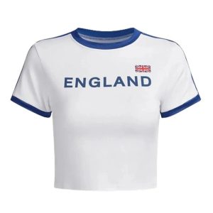 Y2K Retro England Ringer Top: Vintage 90s Aesthetic Tee for Trendsetters