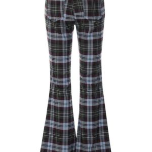 Y2K Retro Plaid Flare Pants for Trendy Summer Outfits and Grunge Style