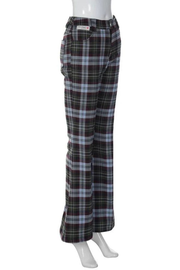 Y2K Retro Plaid Flare Pants for Trendy Summer Outfits and Grunge Style