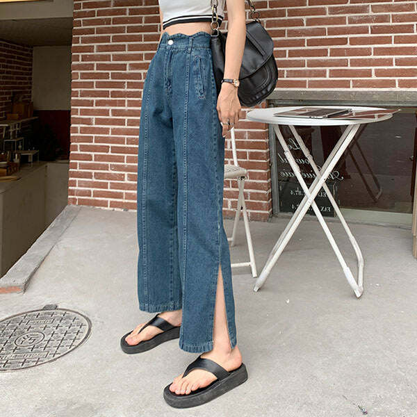 Y2K Slit Jeans: Trendy Grunge Style for Effortless Summer Outfits