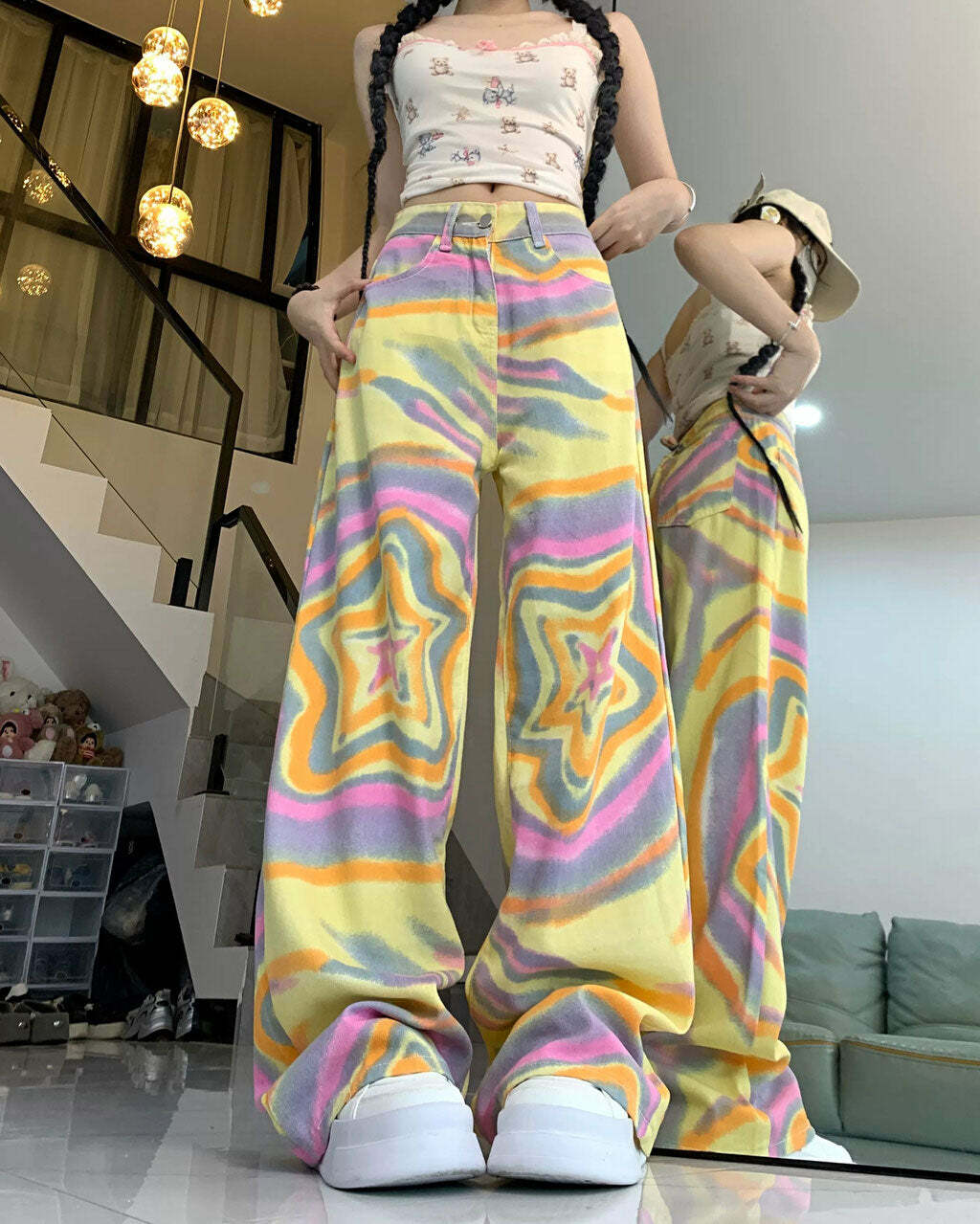 Y2K Star Print Cargo Pants: Trendy 90s Fashion for Effortless Style