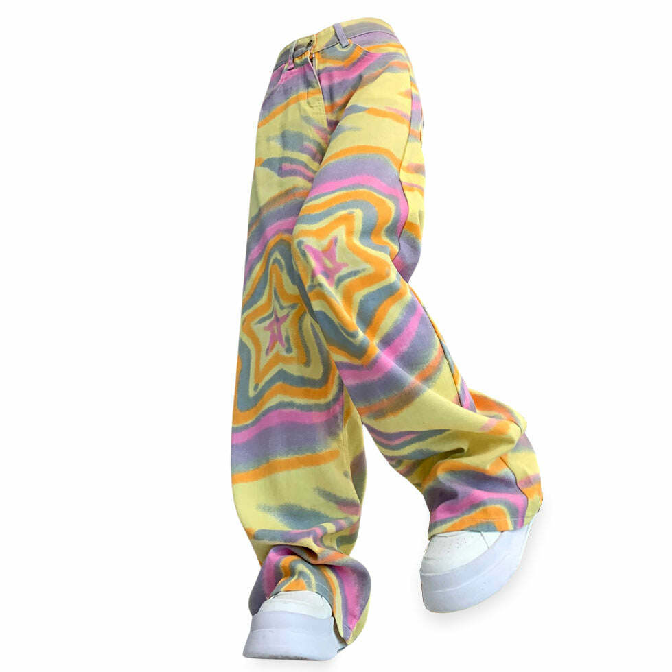 Y2K Star Print Cargo Pants: Trendy 90s Fashion for Effortless Style