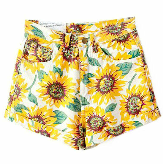 Y2K Summer Sunflower Shorts: Trendy Floral Cargo Style for Cute Outfits