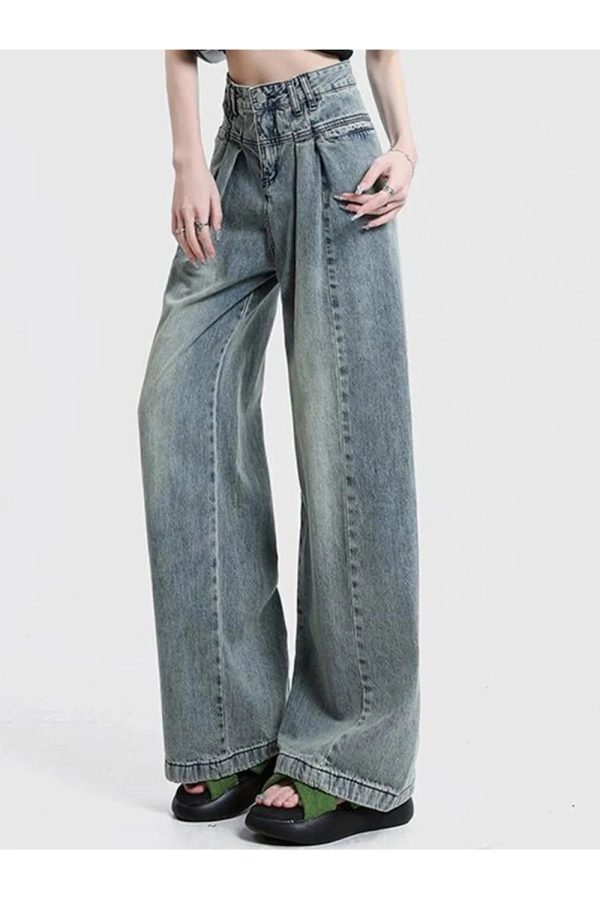 Y2K Ultra Wide-Leg Baggy Jeans: Trendy 90s Fashion for Effortless Style