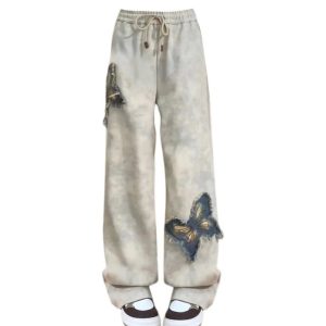 Y2K Vintage Butterfly Patch Joggers for Trendy Summer Outfits