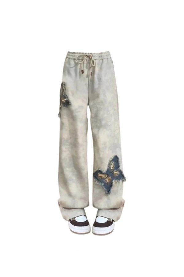 Y2K Vintage Butterfly Patch Joggers for Trendy Summer Outfits