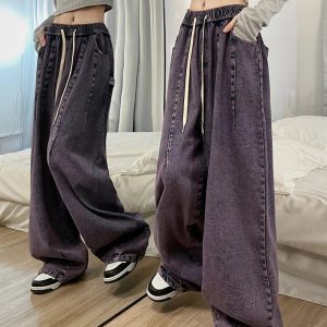 Y2K Vintage Ultra-Wide Cargo Jeans for Effortless Grunge Style