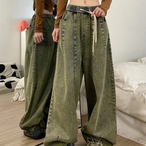 Y2K Vintage Ultra-Wide Cargo Jeans for Effortless Grunge Style