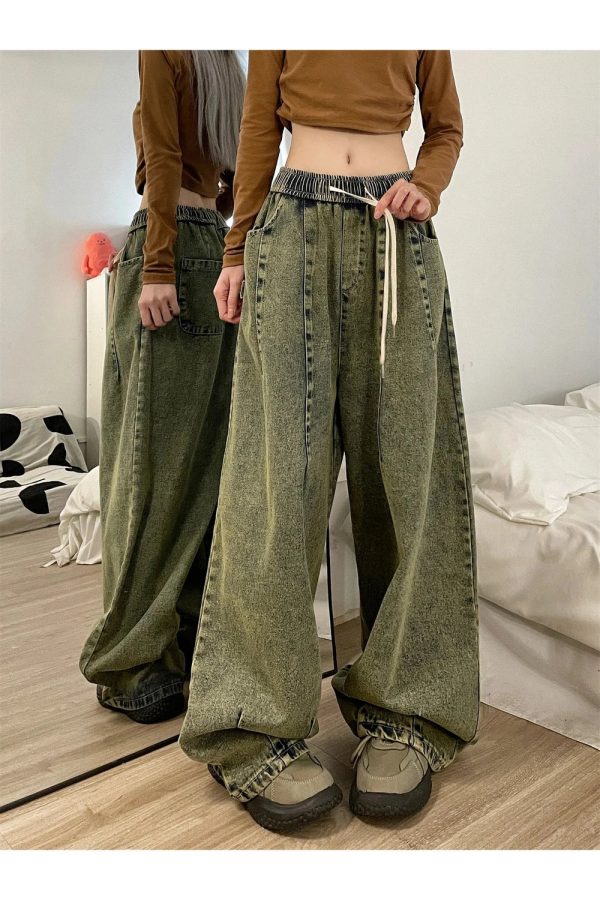 Y2K Vintage Ultra-Wide Cargo Jeans for Effortless Grunge Style