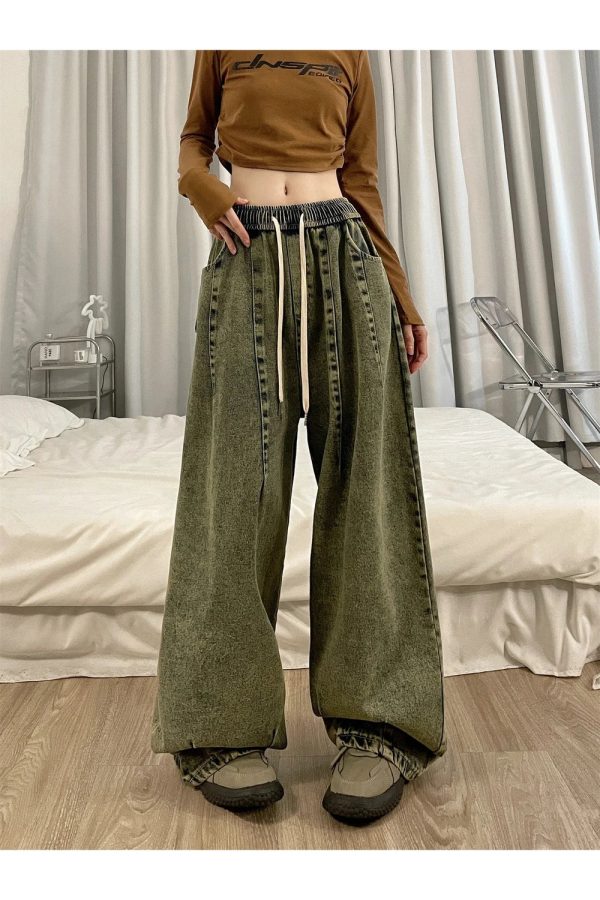 Y2K Vintage Ultra-Wide Cargo Jeans for Effortless Grunge Style