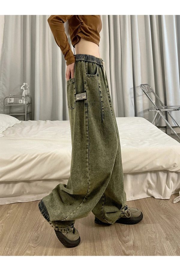 Y2K Vintage Ultra-Wide Cargo Jeans for Effortless Grunge Style